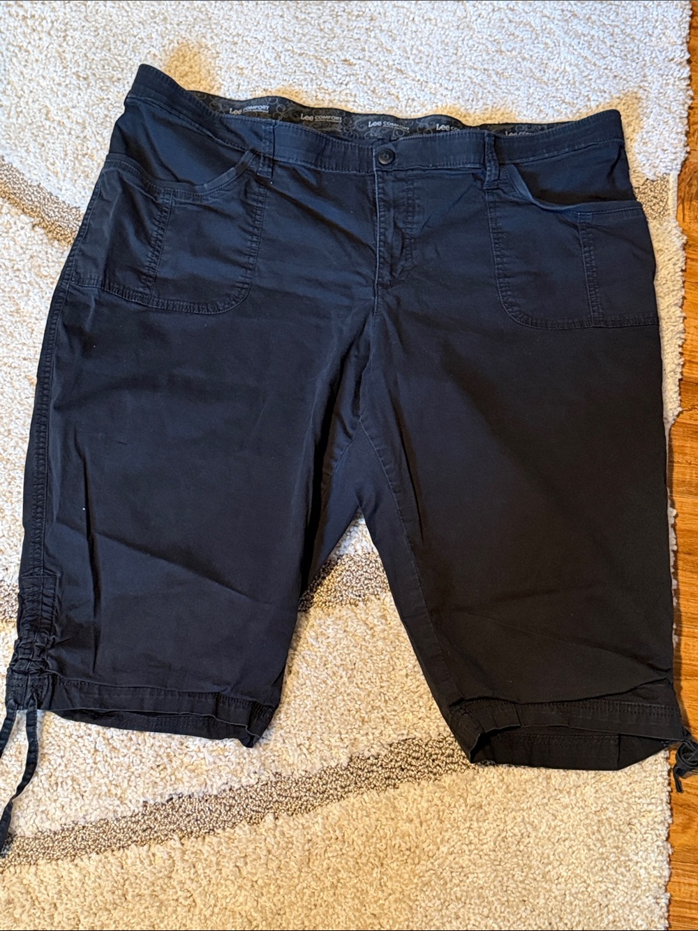 Lee Black Drawstring Hem Bermuda Shorts